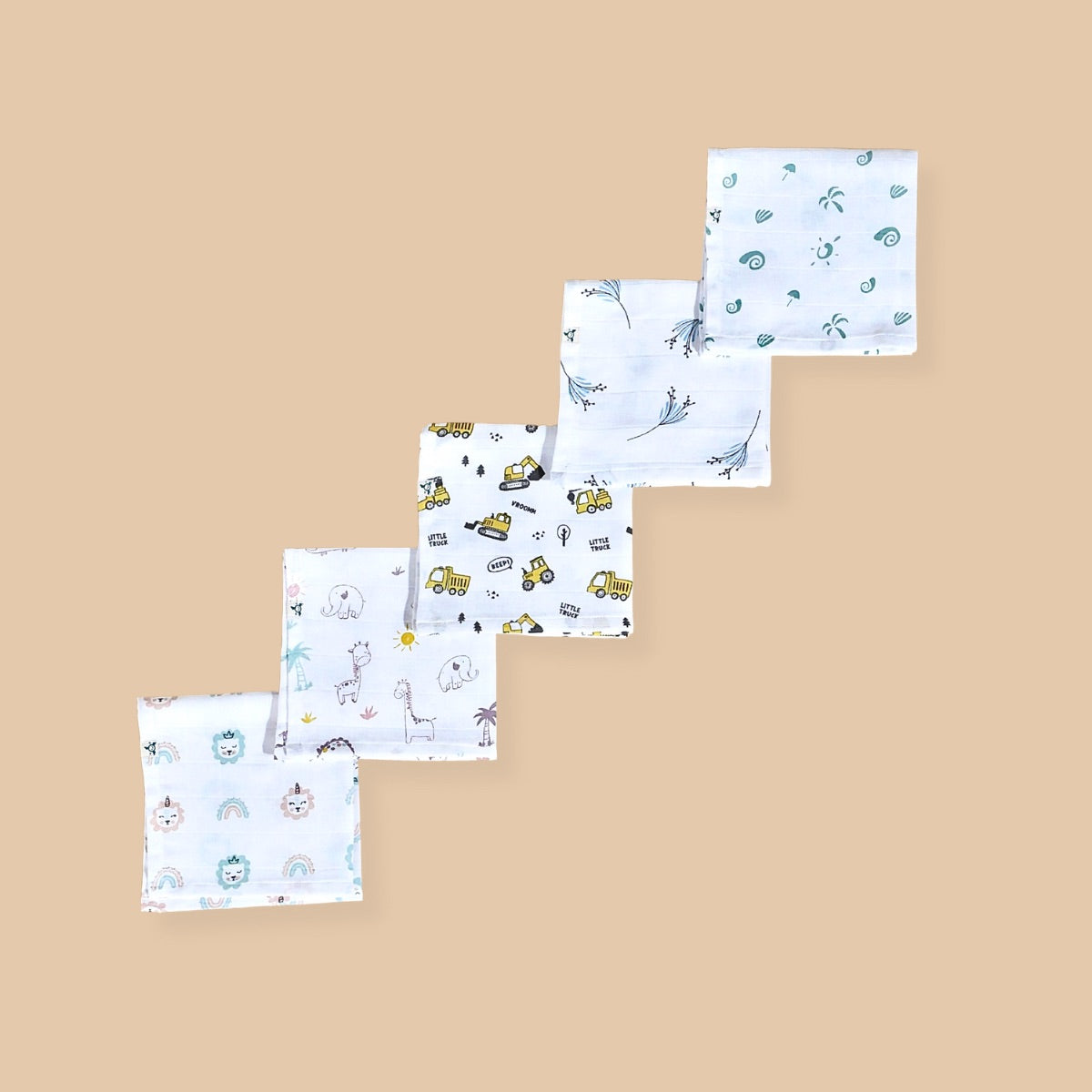 5 Set Baby Wipes - 100% Muslin