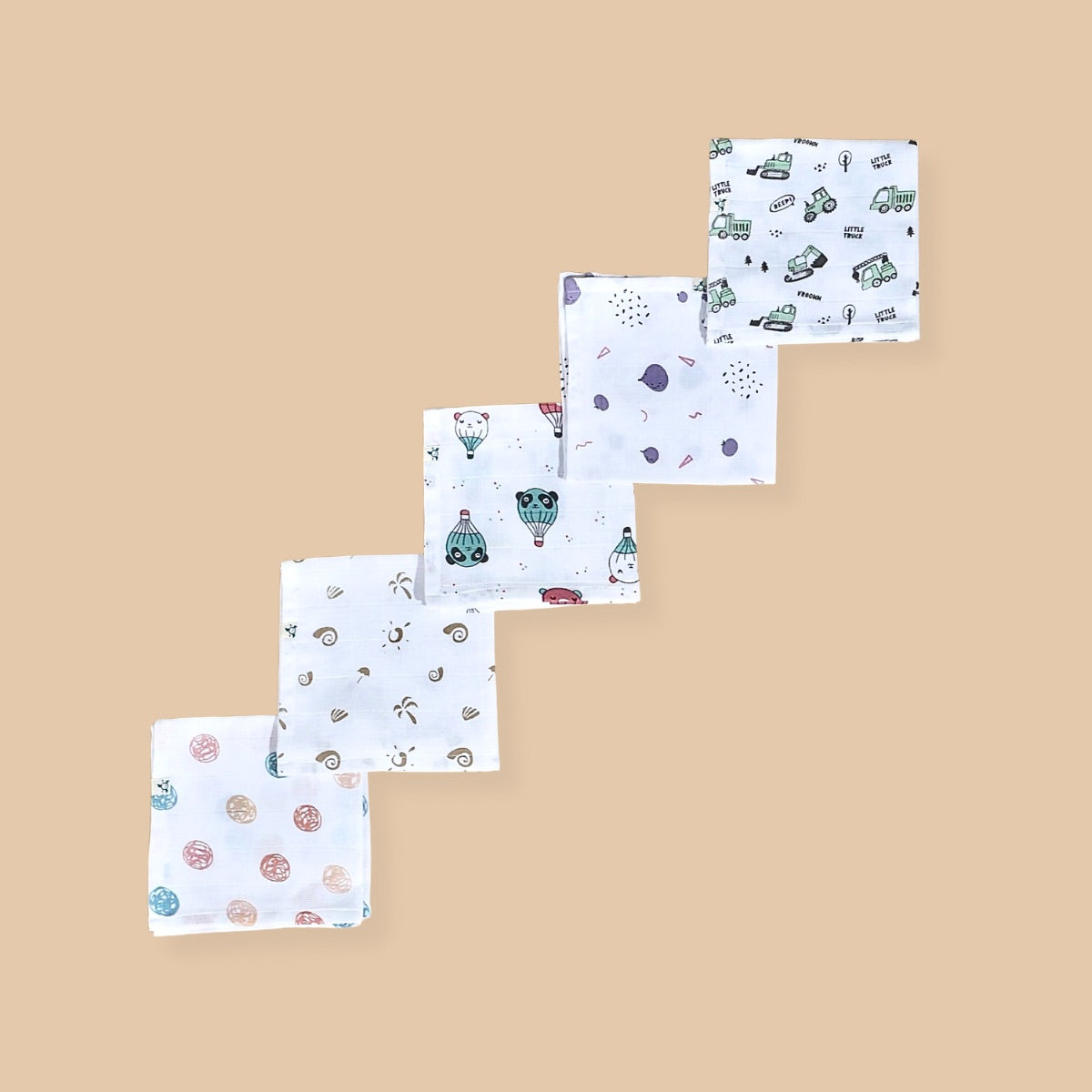 5 Set Baby Wipes - 100% Muslin