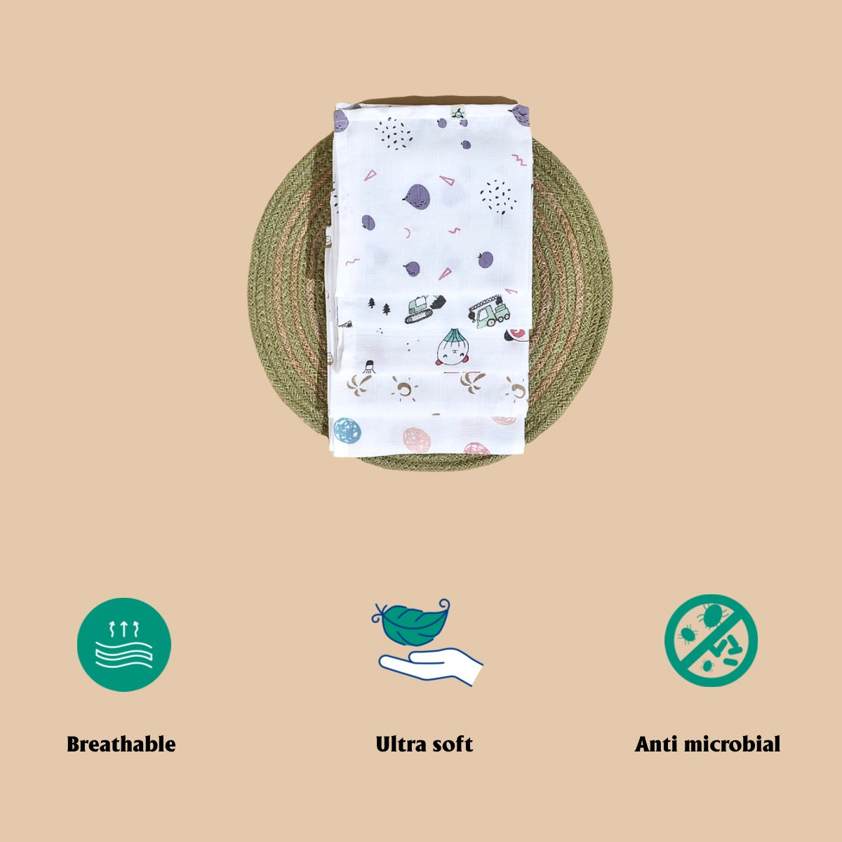 5 Set Baby Wipes - 100% Muslin