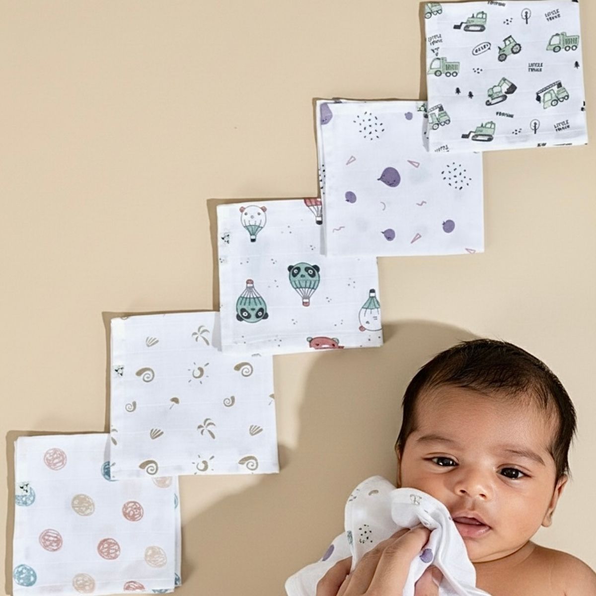 5 Set Baby Wipes - 100% Muslin